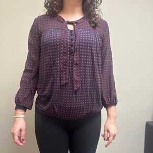 White House Black Market Burgundy Blouse- Size Medium
